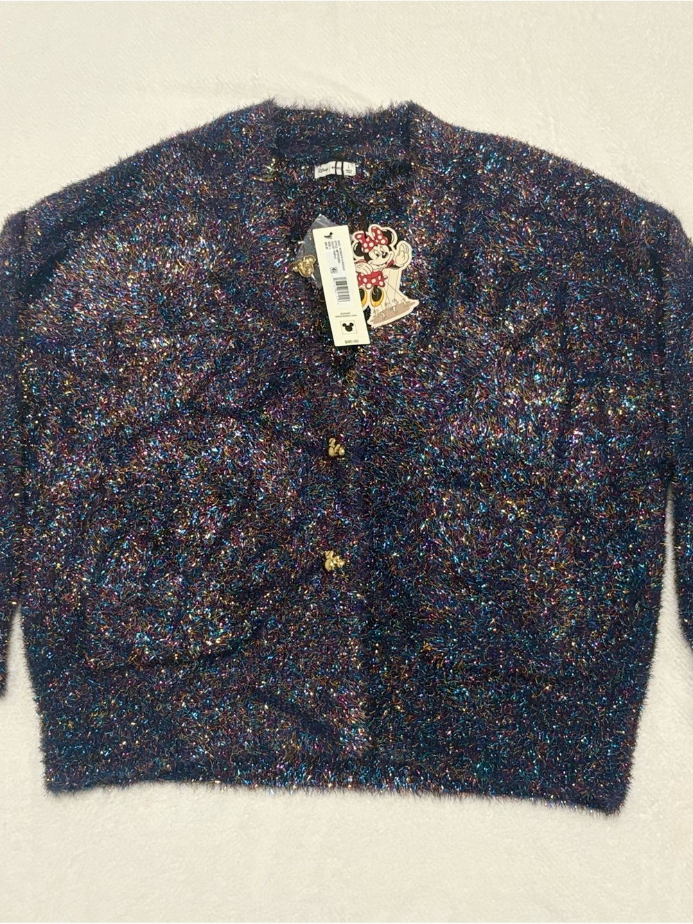 Disney Iridescent Multi-Color Fuzzy Cardigan